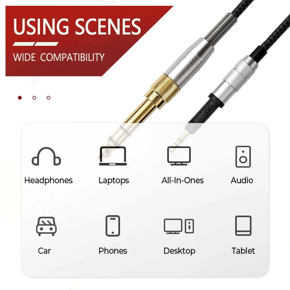 YAYINCC 3.5MM to 2.5MM+6.35MM Headset Upgrade Cable Hifi Headphone Audio Line For SENNHEISER HD6 HD7 HD8 HD515 HD558 HD549 HD5XX