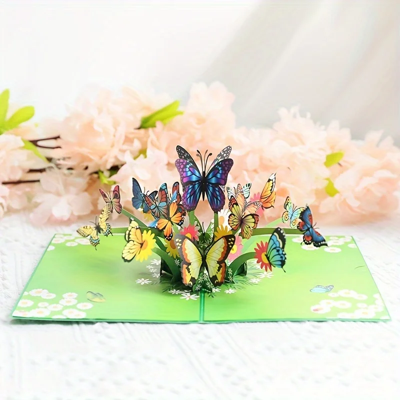 1pc 3D Butterfly Greeting Card for Kids Adult Christmas New Year Birthday Thanksgiving Gift Art Crafts
