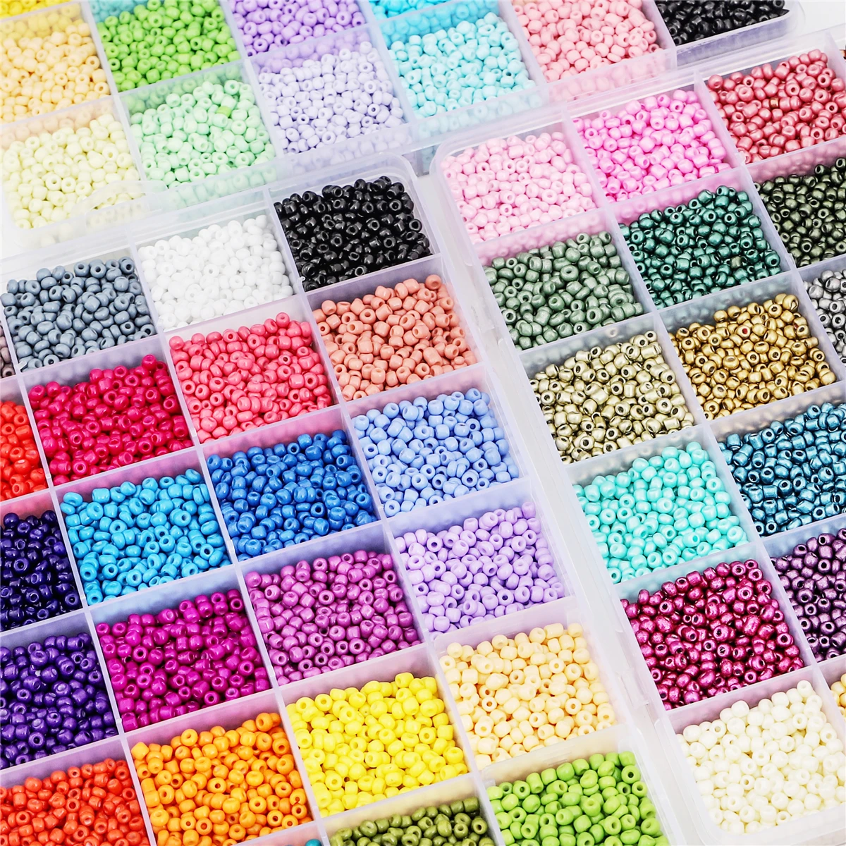 Rice Beads 24Grid Set 24 Color Solid Painted Rice Beads 3mm Unique Loose Beads Handcrafted DIY Jewelry Earrings Necklaces