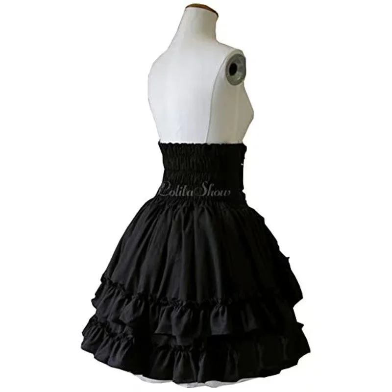 European Medieval Victorian Period Skirt Girls Black Gothic Style Multi-layer Cake Half Dress Princess Cosplay Banquet Lolita