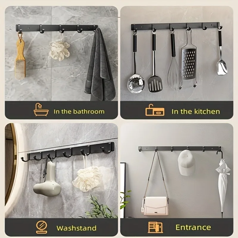 Clothes Hook Space Aluminum Bathroom Door Back Hanger Kitchen Hook