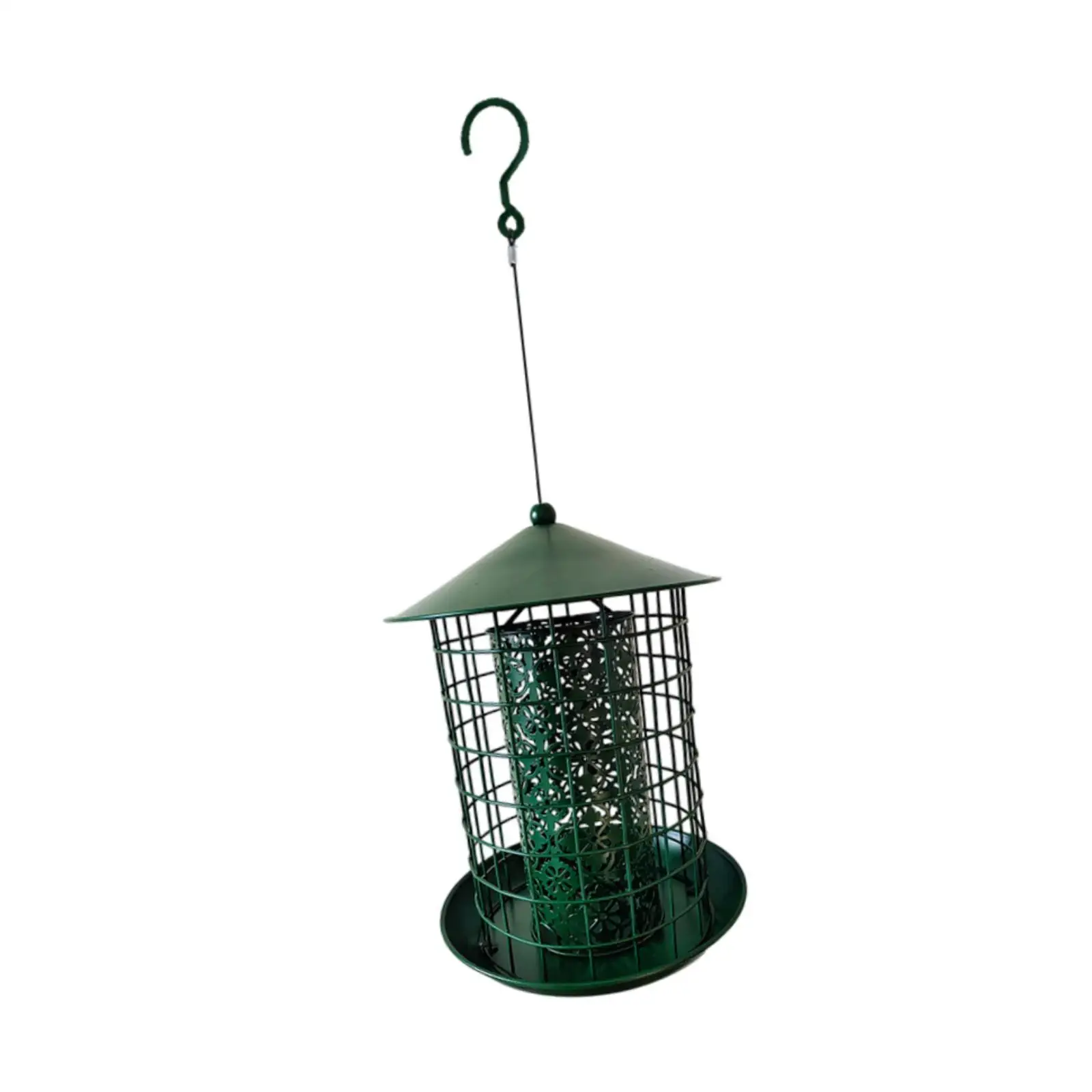 Metal Hanging Bird Feeder Green Birds Feeder,Rainproof Squirrel Proof Birdfeeder Bird Feeding for Outside,Lawn Balcony Garden