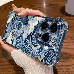 Custodia per telefono con motivo di animali marini carini e blu oceano