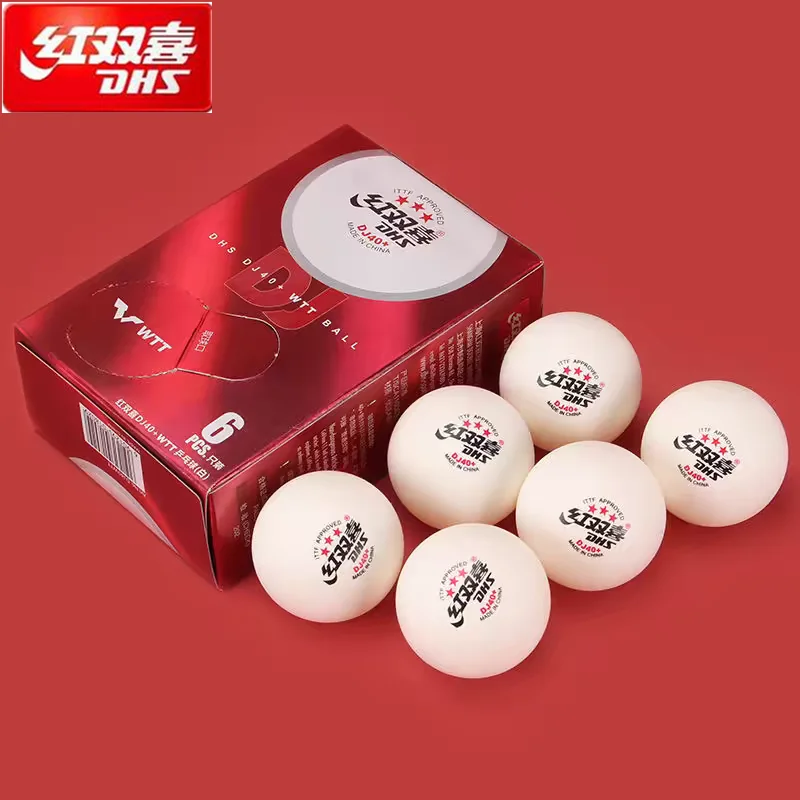 Table Tennis Balls 6 PCS/BOX DHS DJ40+ WTT Approved 3 Star ABS Ping Pong Balls for Professional Games