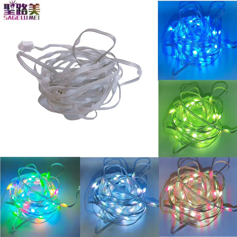 5m 5V/12V WS2812 RGB Pixel String Light Dream Color Addressable Individually Fairy Lights For Wedding Party Christmas Decoration
