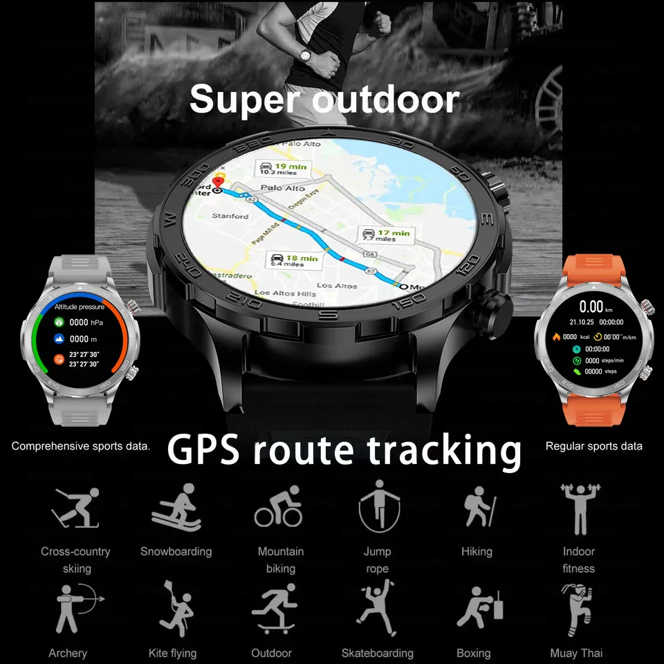 2025 New GPS NFC Smart Watch Men 360*360 AMOLED Screen Heart Rate Bluetooth Call IP68 Waterproof Man Smartwatch For Android IOS