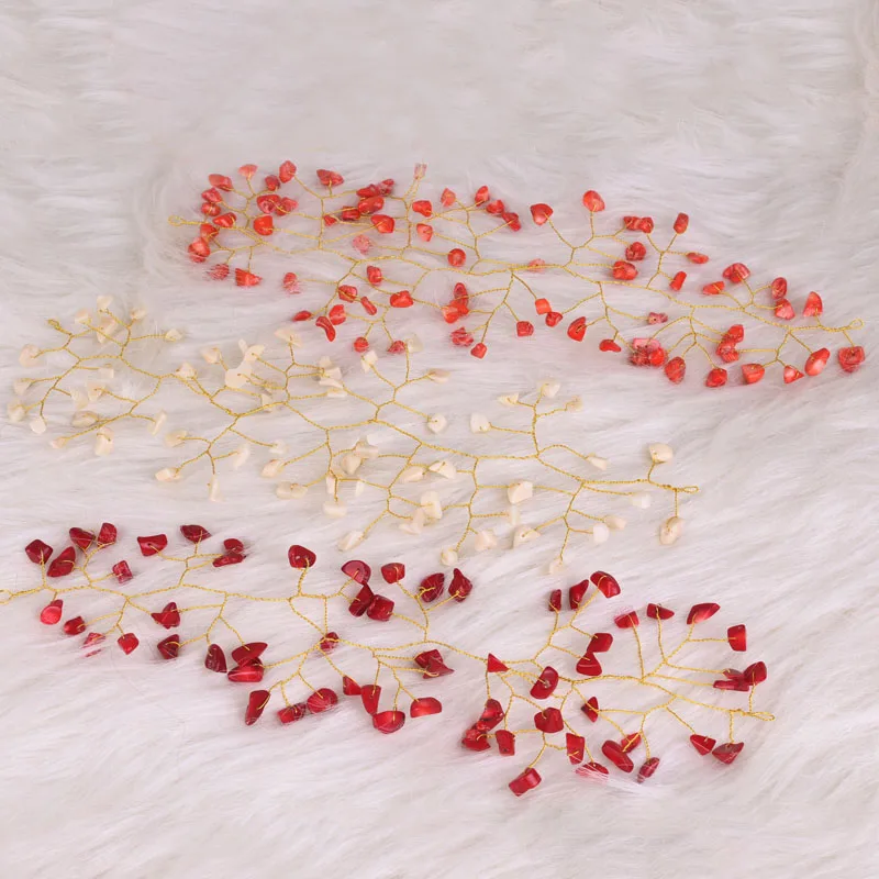 4ujewelry 29cm Orange Wine White Nature Coral Bridal Nigerian Headpieces Jewelry For Weddings Handmade