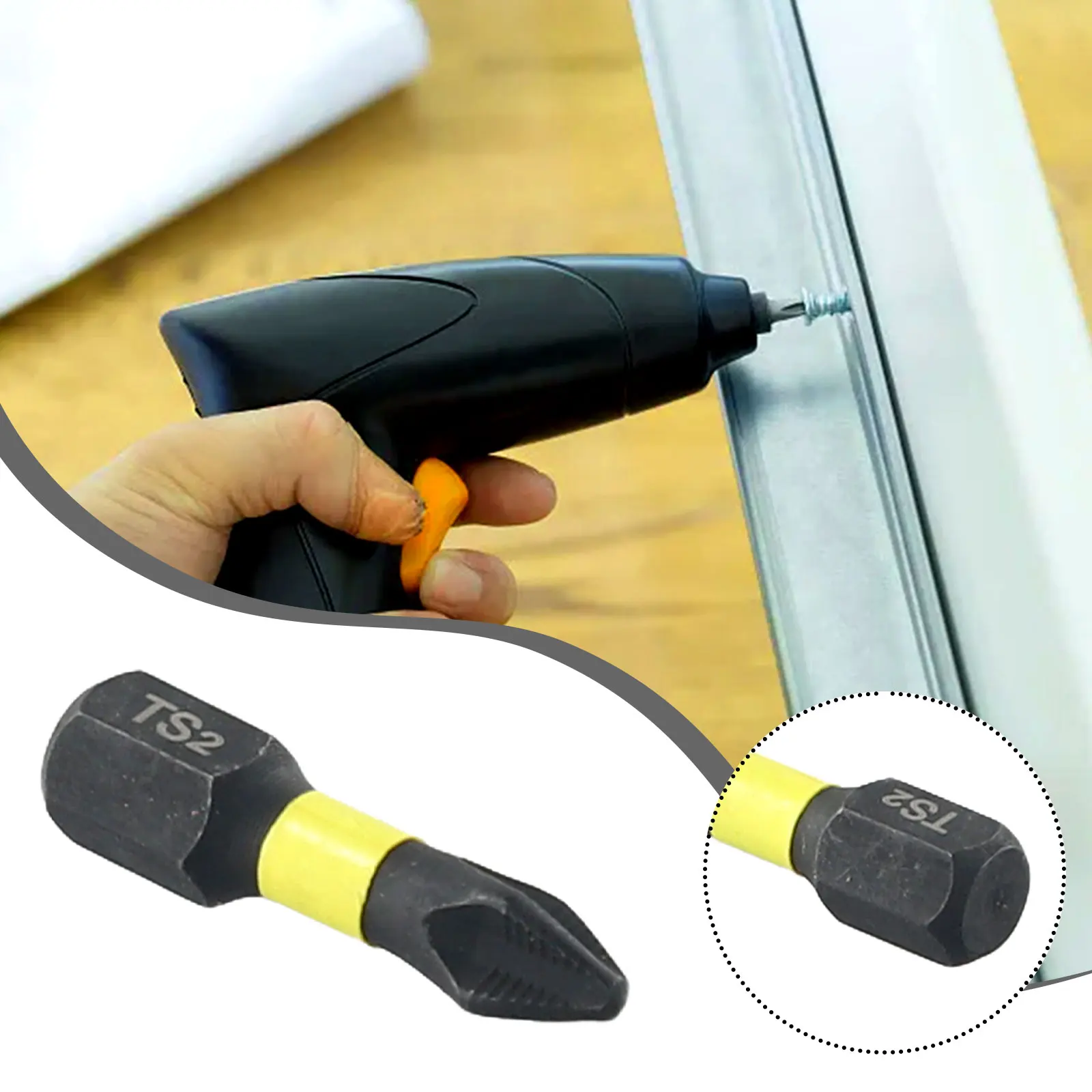 

Efficient and Non Slip Magnetic Screwdriver Bit, Yellow Cross, PH2, Hex Shank 6 35mm Suitable for Electric Hand Drills