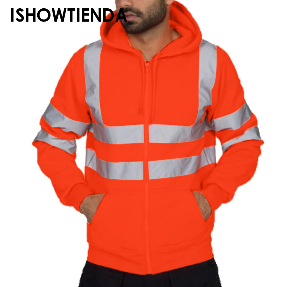 41432-7f2267.jpg Men Splicing Zipper Color Hoodies Men's Road Work High Visibilitypullover Long Sleeve Hooded Sweatshirt Tops Blouse Moletom - Image 1