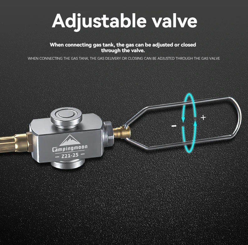 Description Picture 5 of itemCAMPINGMOON Outdoor Split Furnace Head Accessories,Flat Gas Tank Extension Cable with Valve,Camping Stove Extension Pipe Adapter