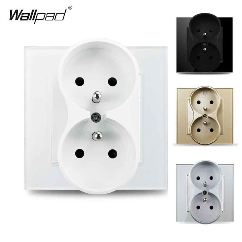 European Standard Dual Power Outlets with Glass Panel - White & Black Finish