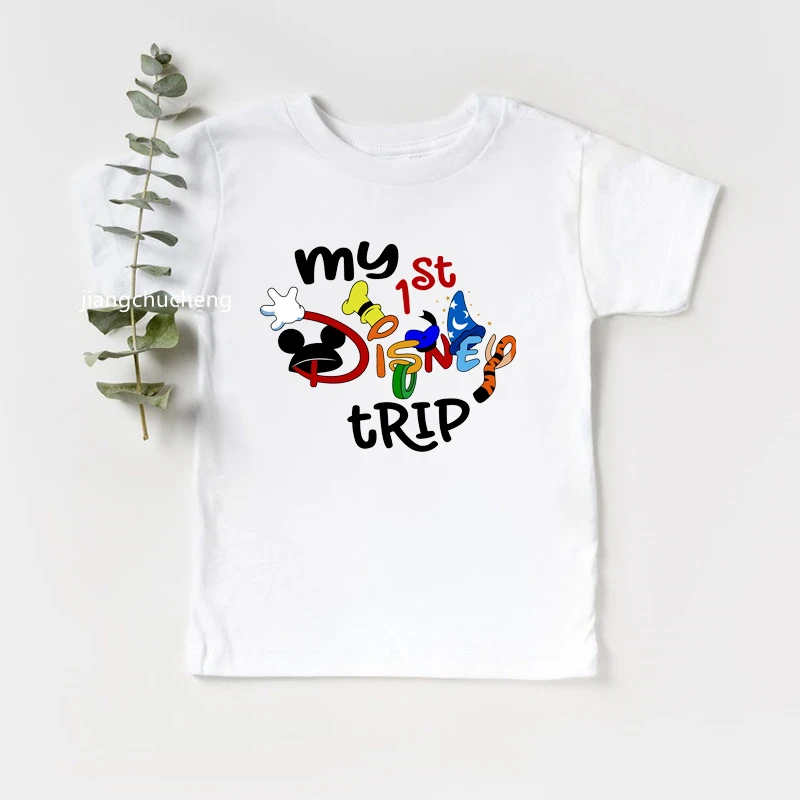 New My First Disney Trip 2025 Kids Tshirts Funny Short Sleeve Boys Girls Disney Vacation T Shirt Mickey Minnie Children Clothes 2
