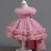 Shiny Toddler Little Girls Ruffled High-Low Wedding Flower Girl Birthday Party Graduation Ceremony Pageant Holiday Easter Dress 2