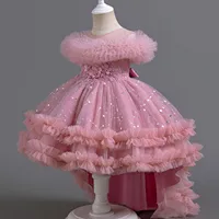 Shiny Toddler Little Girls Ruffled High-Low Wedding Flower Girl Birthday Party Graduation Ceremony Pageant Holiday Easter Dress 2