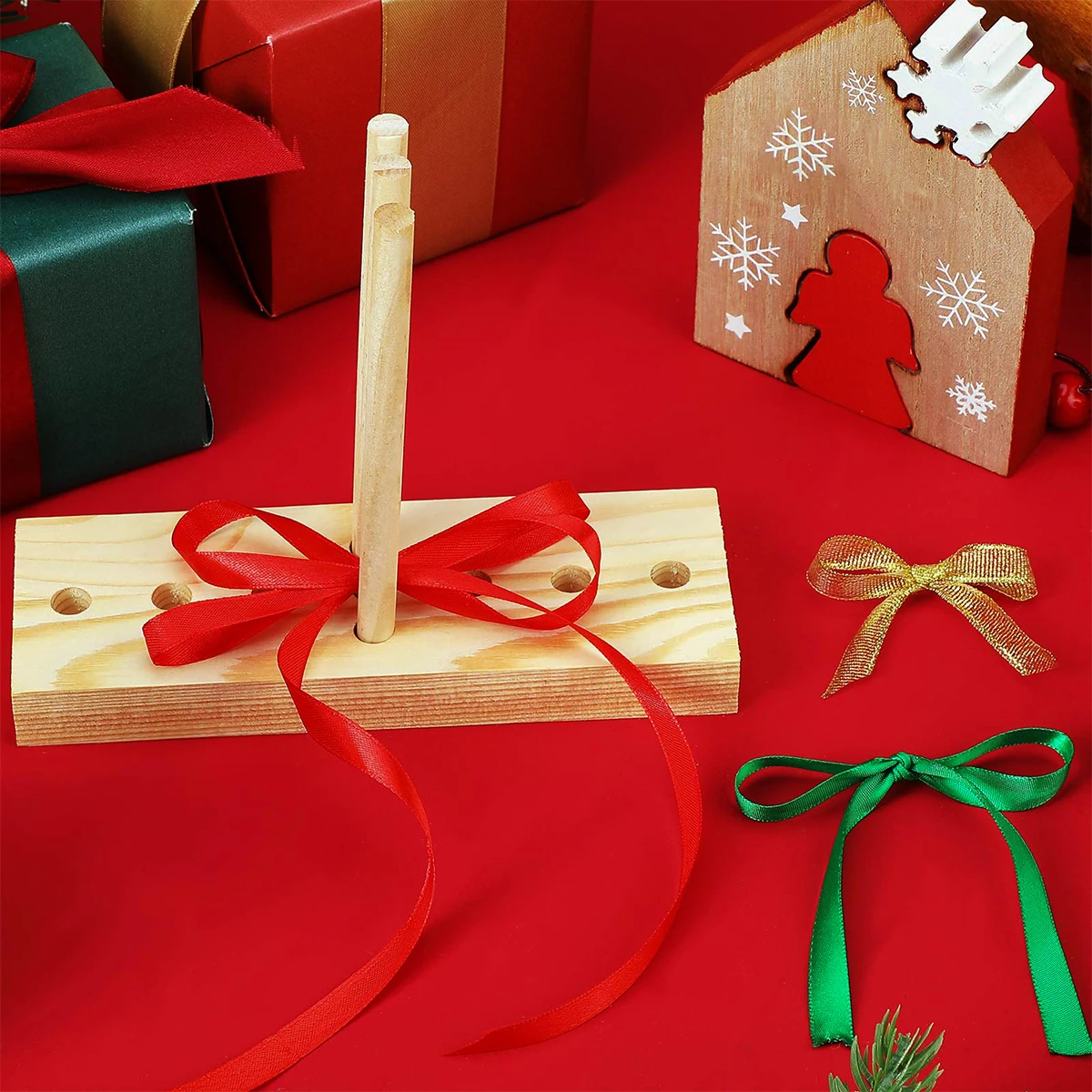 Extended Bow Maker for Ribbon Wreaths Wooden Bow Making Tool with Twist  Ties Ribbon Bow Maker for Halloween Christmas Party - AliExpress