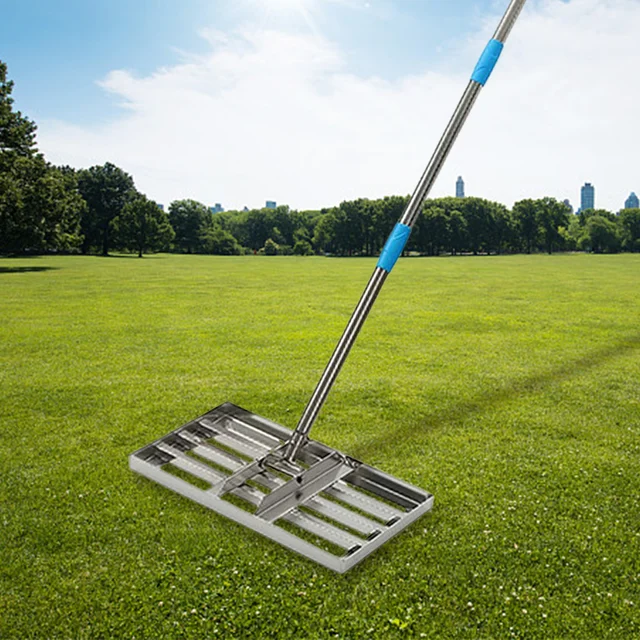 Állítható Gyep Szintű Szerszám Szintelés Gereblye Kerti Fű Befejező Talaj Fűnyíró Rozsdamentes Acél Pólus Az Udvari Golfhoz - Image 2