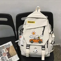 Snoopy new 2022 nylon school bag boy girl fashion backpack student handbag with bag pendant 1