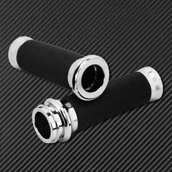 Black Motorcycle Electronic Hand Grips - 125mm (Chrome Hand Grips)