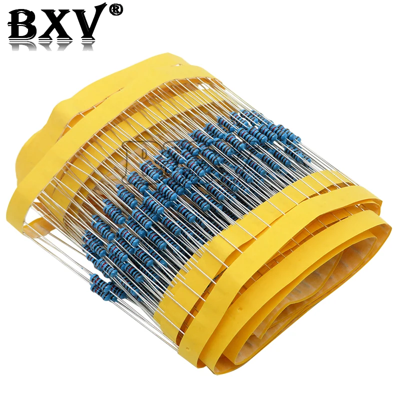 1/4W 1R~22M 1% Metal Film Resistor 100R 220R 1K 1.5K 2.2K 4.7K 10K 22K 47K 100K 100 220 1K5 2K2 4K7 Ohm Resistance 100PCS/LOT