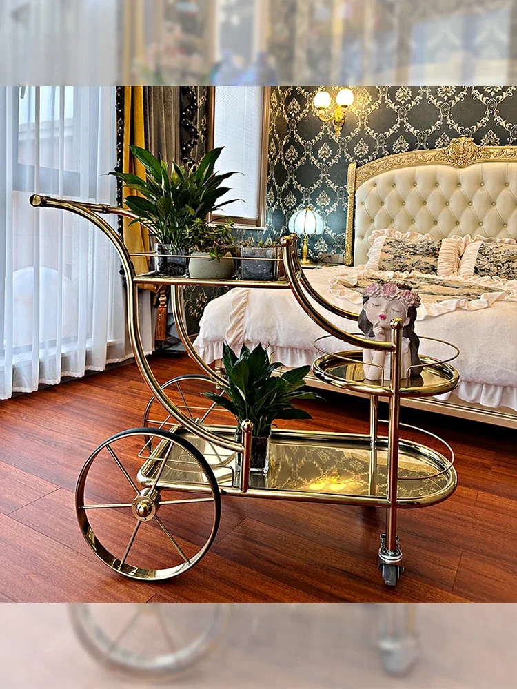 Dining Car Drinks Hotel Restaurant Delivery 4s Mobile Cart Commercial Three-story Drinks Car Tea