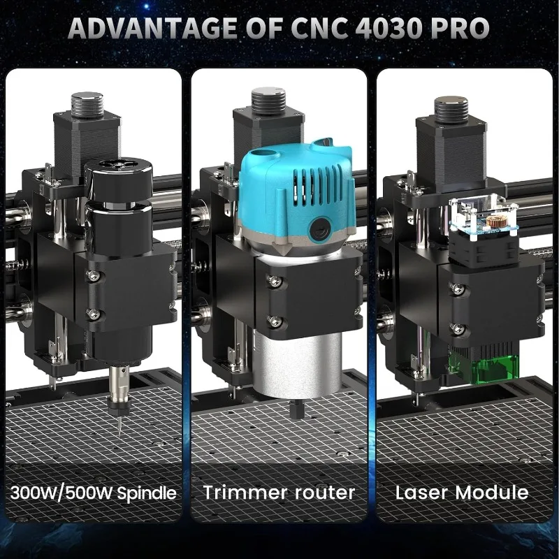 MYSWEETY CNC Router Machine, 4030 PRO Wood Router 500W Spindle for Metal Carving Acrylic PVC PCB Plastic Wood, GRBL Control