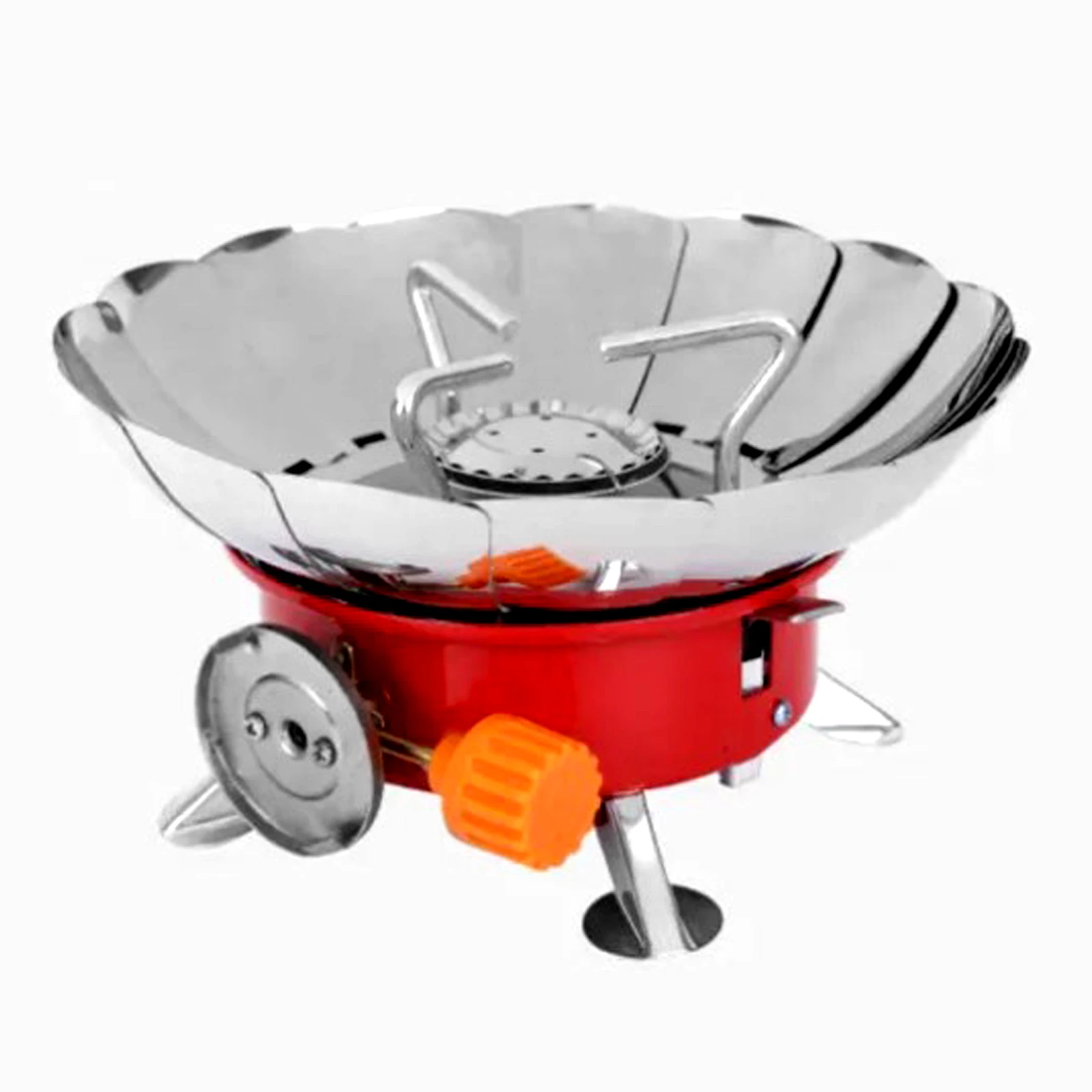 Outdoor Mini Windproof Stove Lotus Shape Portable Furnace Fold-able Windshield Flower Style Durable Metal Camping Hiking Picnic