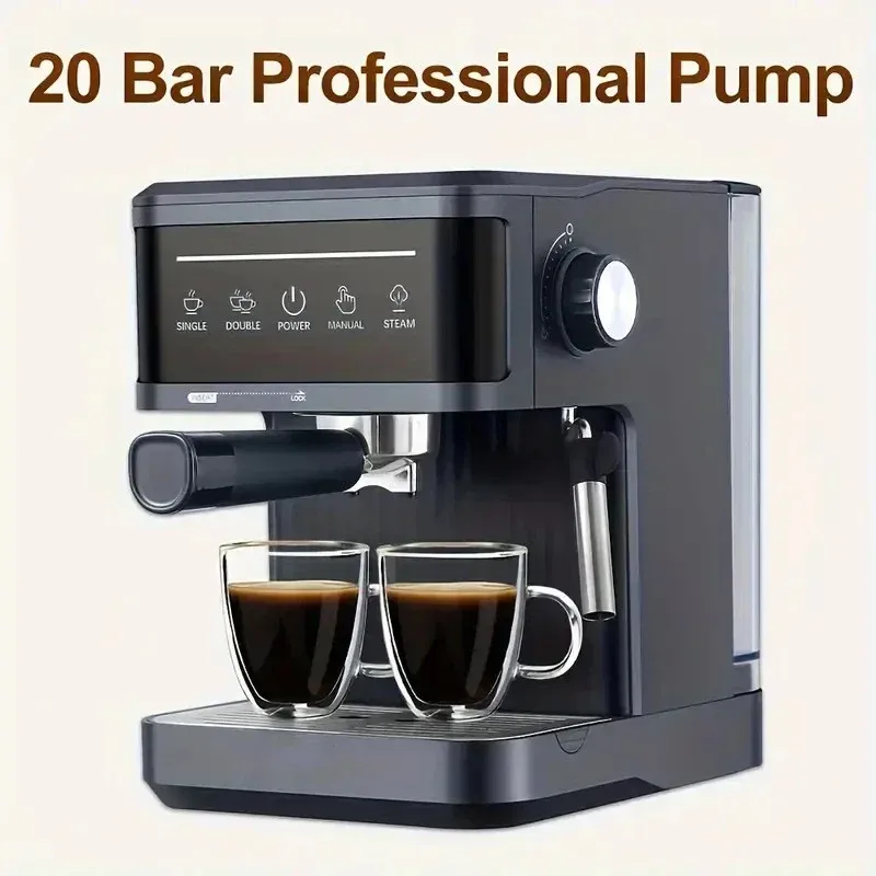 20 Bar Espresso machine Semi-Automatic coffee maker machine with 1.8L Water Tank for Espresso Latte Macchiato Cappuccino Black - Image 3