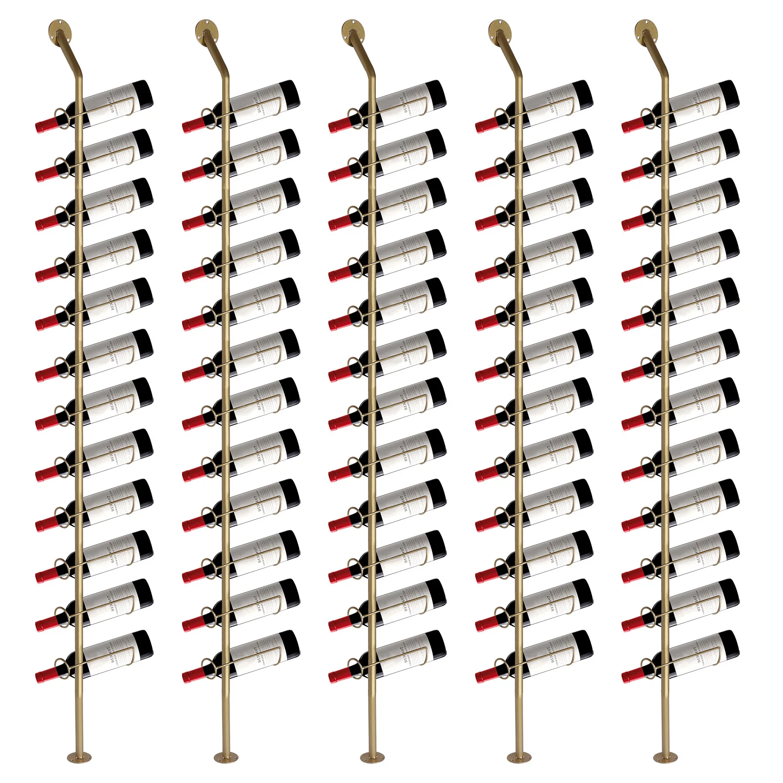 5 Pack Wall Mount Wine Storage Organizer for 60 Wine Bottles Wine Bottle Display Holder for Kitchen Dining Room Bar Wine Cellar