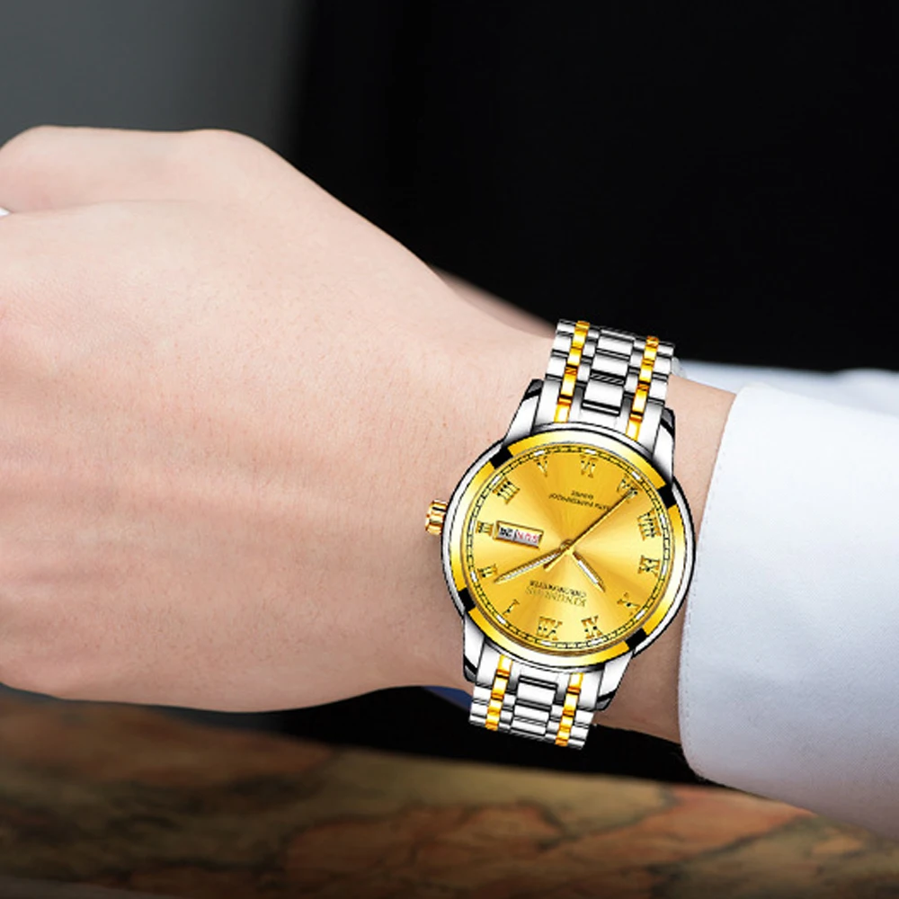 Top Brand Watch Men Stainless Steel Business Date Clock Male Waterproof Luminous Watches Mens Luxury Sport Quartz Wrist Watch