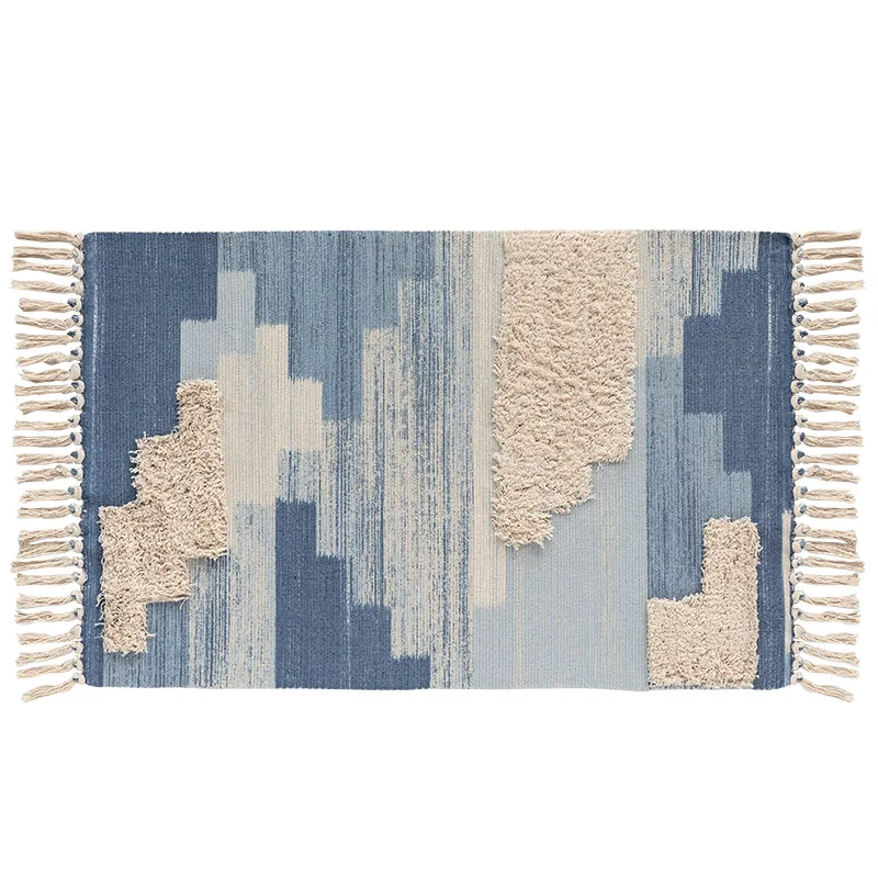 

Коврики для ванной, плетеный коврик с принтом и кисточками, прямоугольные аксессуары для ванной, коврик для прикроватного пола, впитывающий Противоскользящий коврик для двери