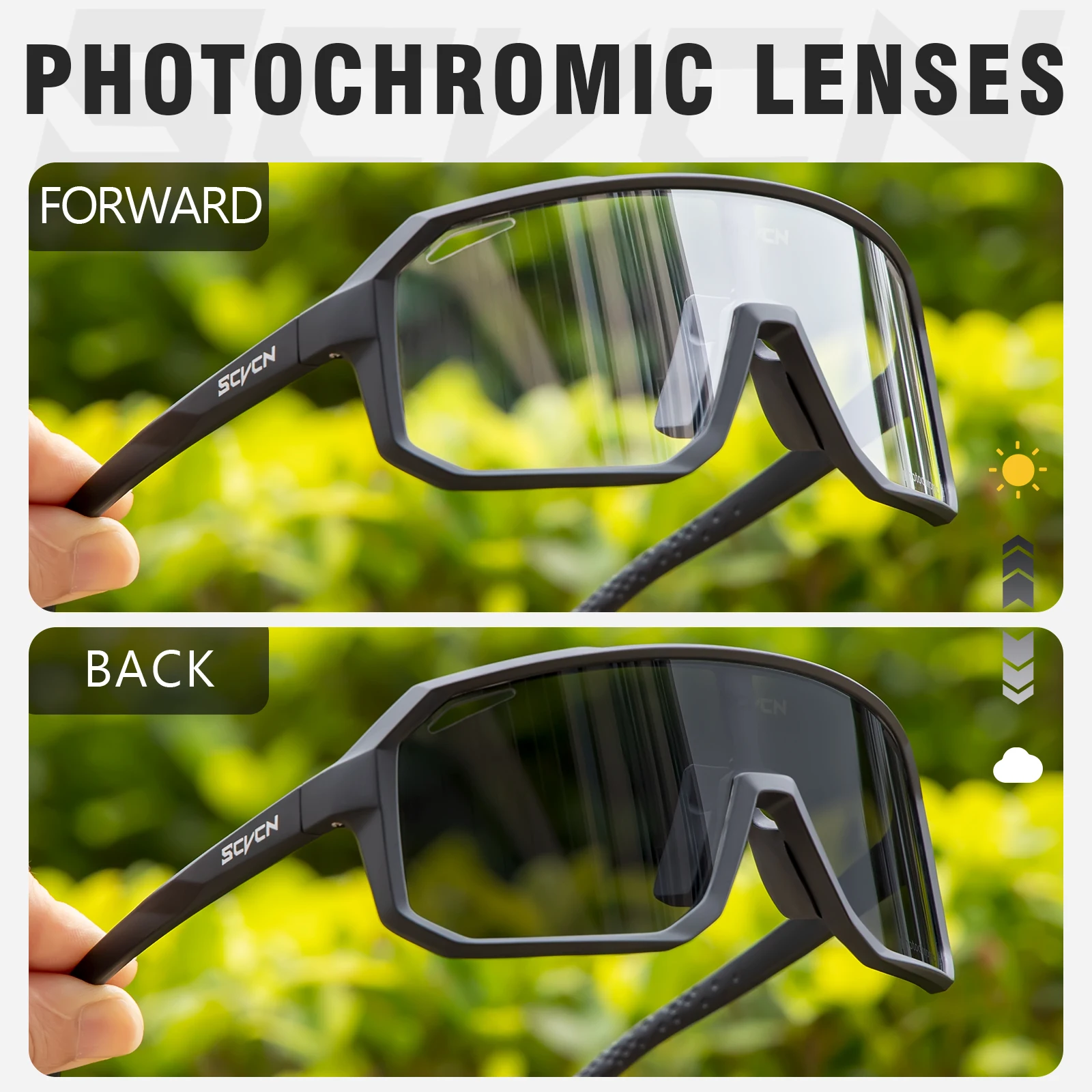 Cycling Sunglasses SCVCN Photochromic Sunglasses Men Mtb Road Bike Glasses Outdoor Sports Mountain Hiking Women Bicycle Cycling UV400 Goggles