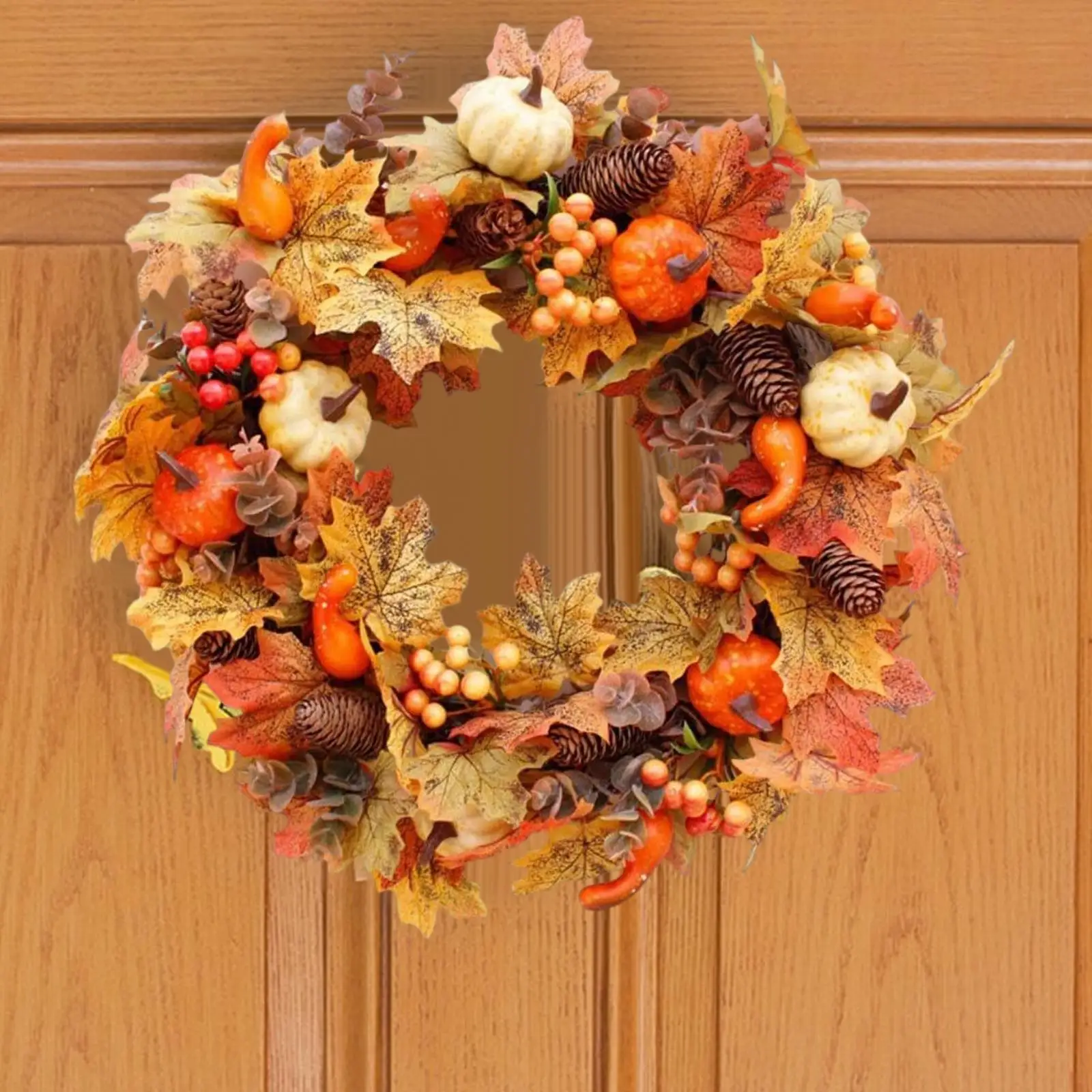Artificial Fall Pumpkin Wreath Decor Hanging Harvest for Wedding Indoor Door