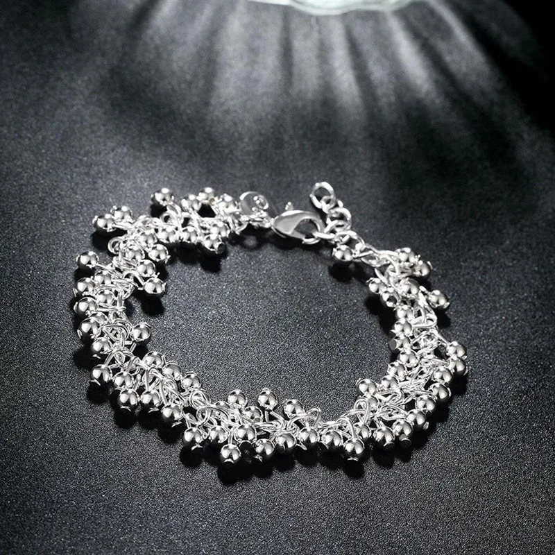 925 Sterling Silver Bracelets Charms Bead Chain Fashion Cute Nice Women Grapes Bracelet Wedding Jewelry - 3