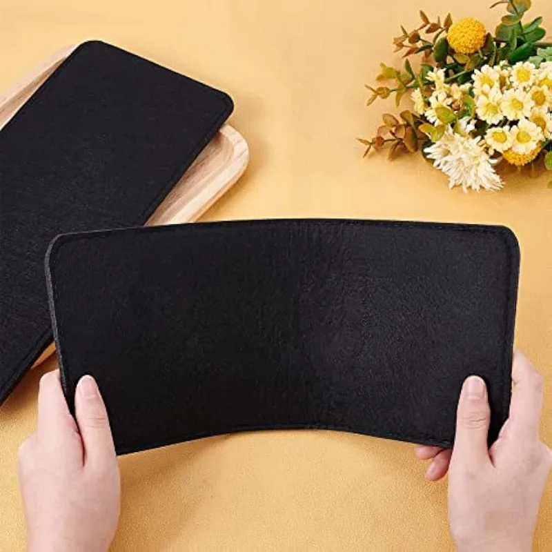 Black Felt Base Shaper, 2pcs 12x5" Bag Bottom Shaper Pad Arc Corner Bag Liner Board Insert for Tote Leather Purse Handbag