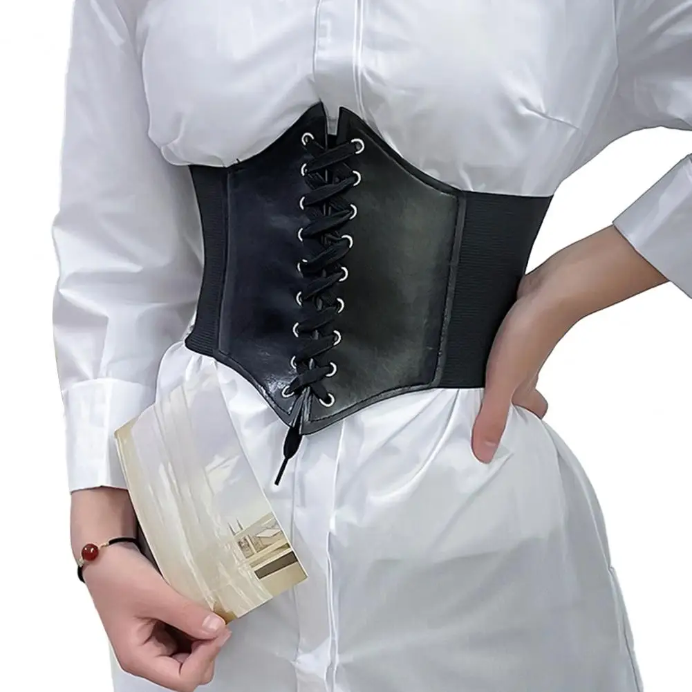 

Corset Elastic Shirt Corset Wide Faux Leather Slimming Girdle Belt Elastic Corset Exquisite Shaping Craftsmanship Wide Belt