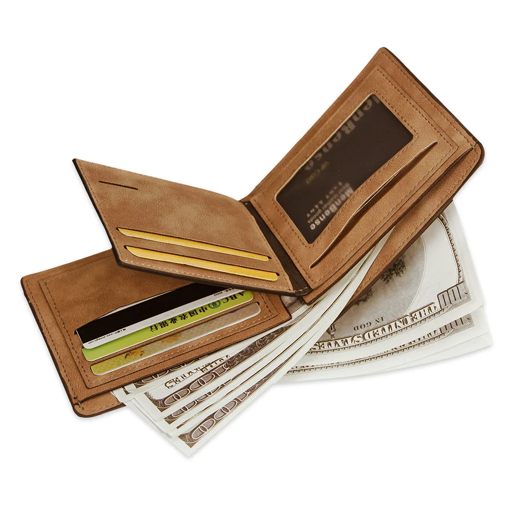 Luxury Men's Wallet PU Leather Card Holders Wallets for Male Short Men Purse Portable Foldable Vintage Billfold Billetera Hombre 2