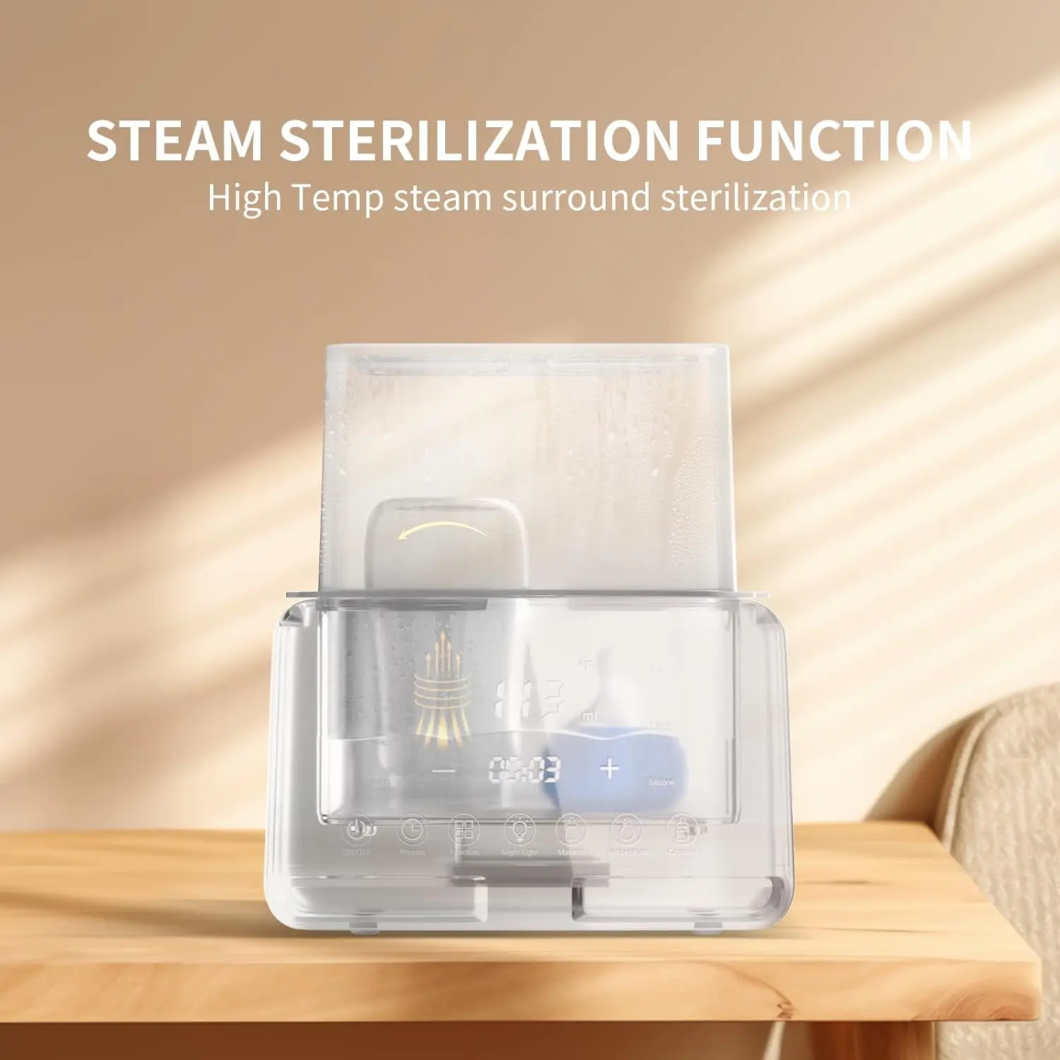 Baby Feeding Bottle Warmer & Sterilizer Sanitizer for Baby Bottles Breast Pump Eletric Bottle Steamer LED Touch Screen