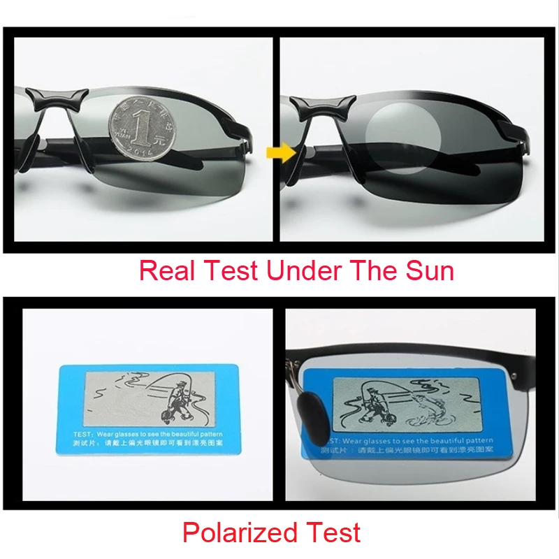 Polarized Sunglasses Classic Mens Polarized Sunglasses Photochromic Driving Male Change Color Gradient Sun Glasses Day Night Vision Driver's Eyewear