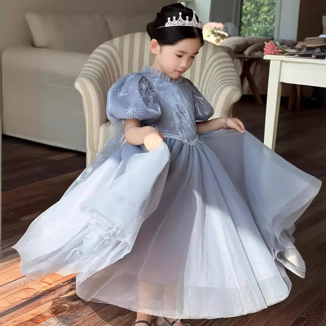 

Elegant Girl Fluffy Dress Flower Baby Wedding Ceremony Costume Birthday Outfits White 1st Communion Tutu Gown Kids Gala Clothes