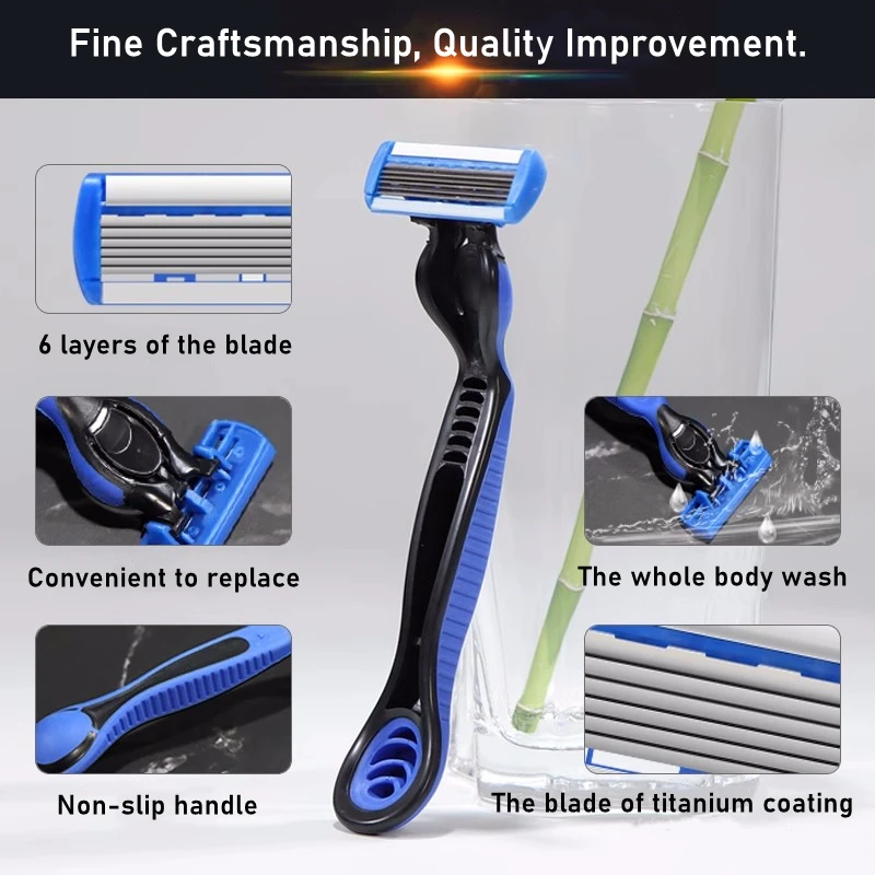 Safety Razor 6-Layer Blades Fusion 6 Proglide Straight for Men Shaving Manual Machine Shave Beard Shavette manual shaving,razor blade,razor blades,safety razor,manual shaver,razor shaver