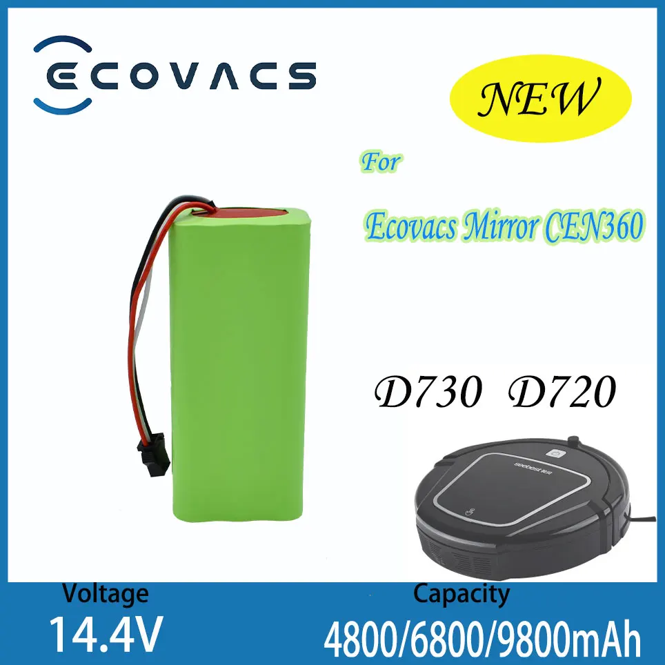 

Ecovacs 1-2 Pack 14,4 V 4800/6800/9800mAh Ni-MH батарея для D730 D720 Ecovacs Mirror CEN360 Запчасти для робота-пылесоса