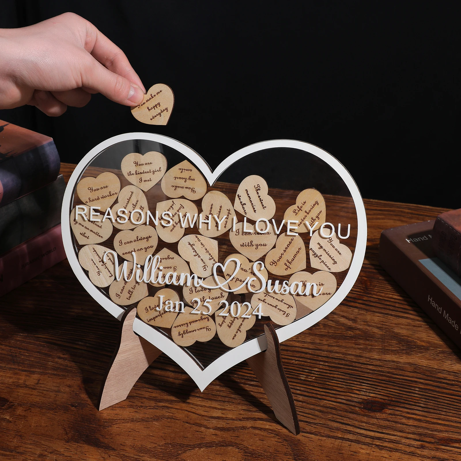 Mother's Day Gifts Custom Letters Guestbook Wood Sweet Heart Shape Why I Love You Reasons Drop Box Welcome Frames Wedding Decors