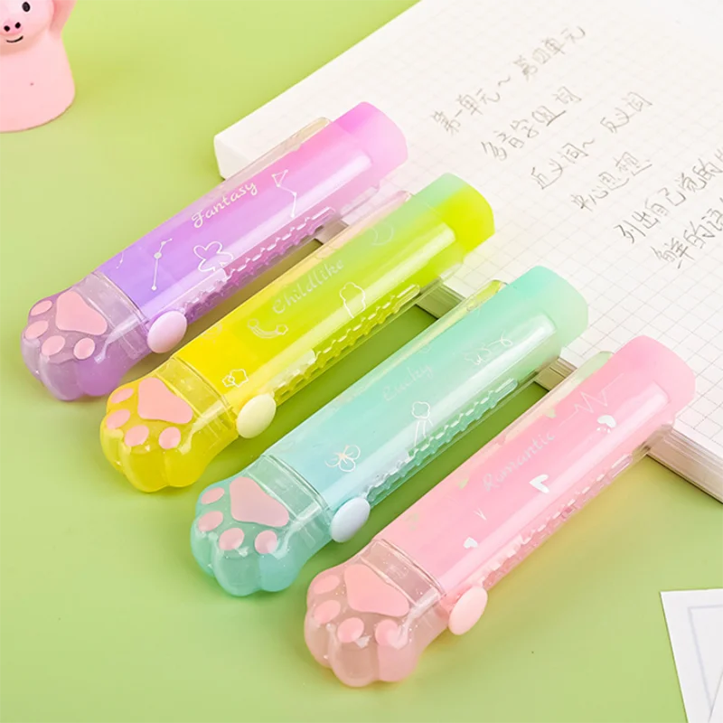 Pencil Eraser Jelly Color Pencil Erasers Kawaii Cat Paw Rubber Erasers for School Writing Tools Korean Stationery Kids Gifts Office Supplies
