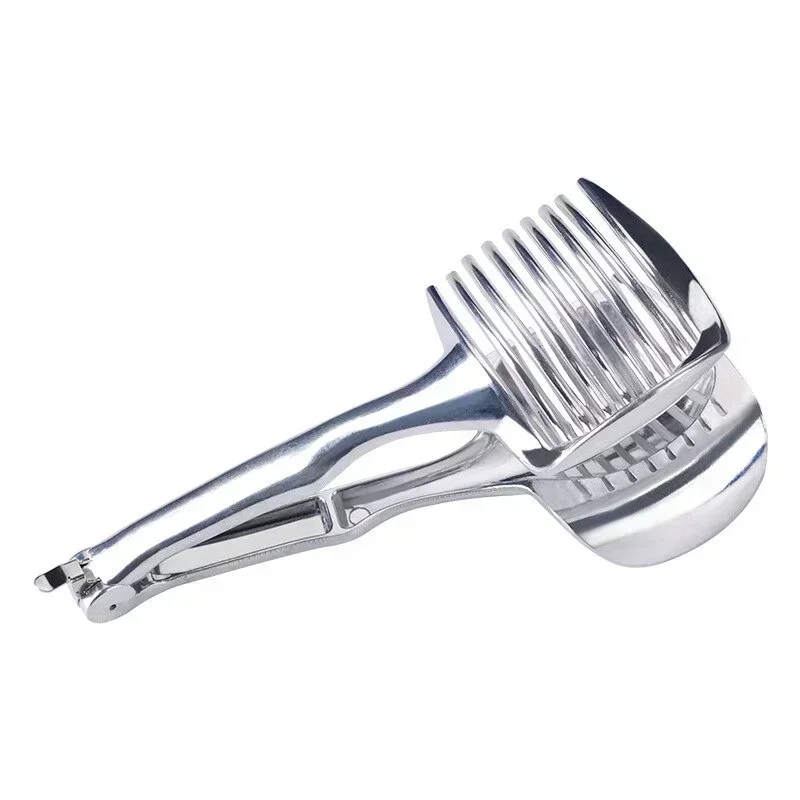 Kitchen Convenience Tools Aluminum Alloy Handy Onion Holder Potato Tomato Slicer Vegetable Fruit Cutter Safety Cooking Tools