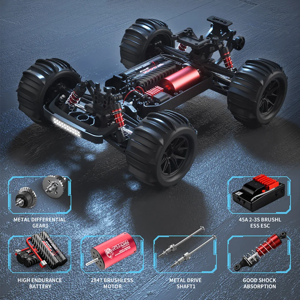 S909PRO S910PRO 1:16 70KM/H 4WD RC Car With LED Remote Control Cars High Speed Drift Monster Truck for Kid VS Wltoys 144001 Toys 3