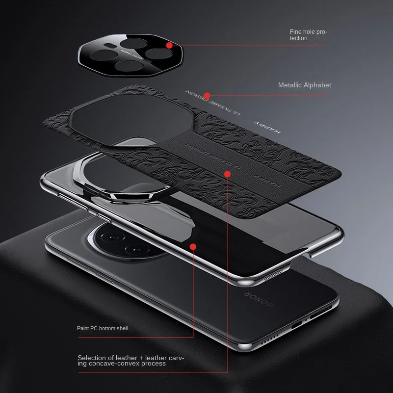 Luxury Auspicious Cloud Embossed Leather Phone Case