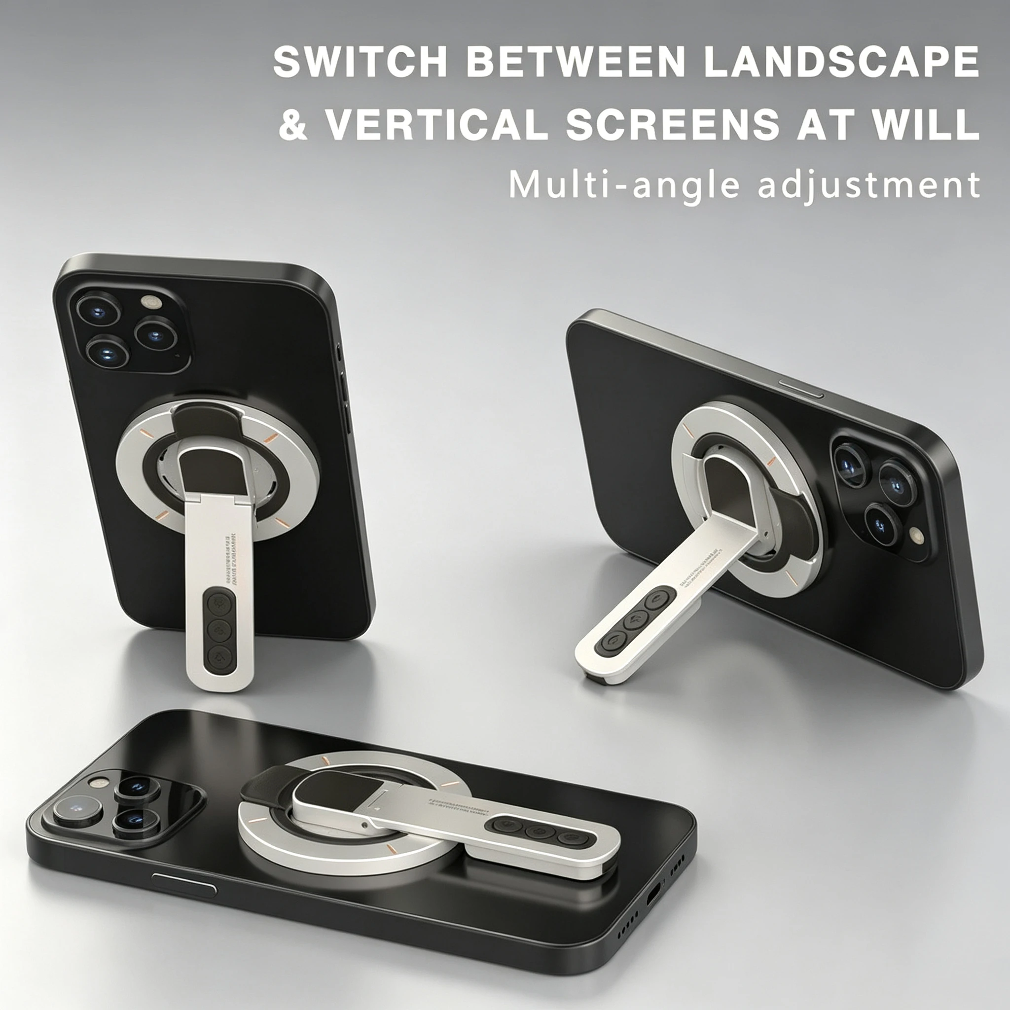 Dual-Sided Magnetic 360° Rotating Phone Holder & Stand - Portable Multi-Function Grip