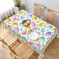 Easter Eggs Waterproof Tablecloths Holiday Party Decor Rectangle Table Cover for Kitchen Dining Table Decor Easter Decorations 2