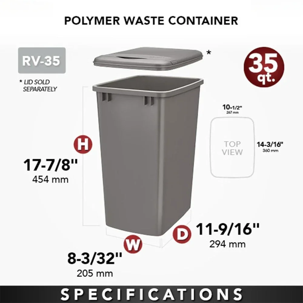 Polymer Replacement 35 Quart Trash Bin Recycle Waste Garbage Container for Kitchen Cabinet Pullouts, 2 Pack, - AliExpress S9b697acdca984f87993e2e462beb2b04w