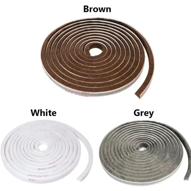 door seal strip 5/10/20M Self-adhesive Wool Sealing Strip Aluminum Alloy Door And Window Insulation Sound Insulation And Collision Prevention